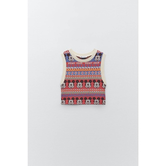 Zara Mickey Mouse Disney Jacquard Top 